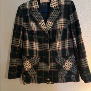Pendleton Green and White Blazer Classic Plaid Design